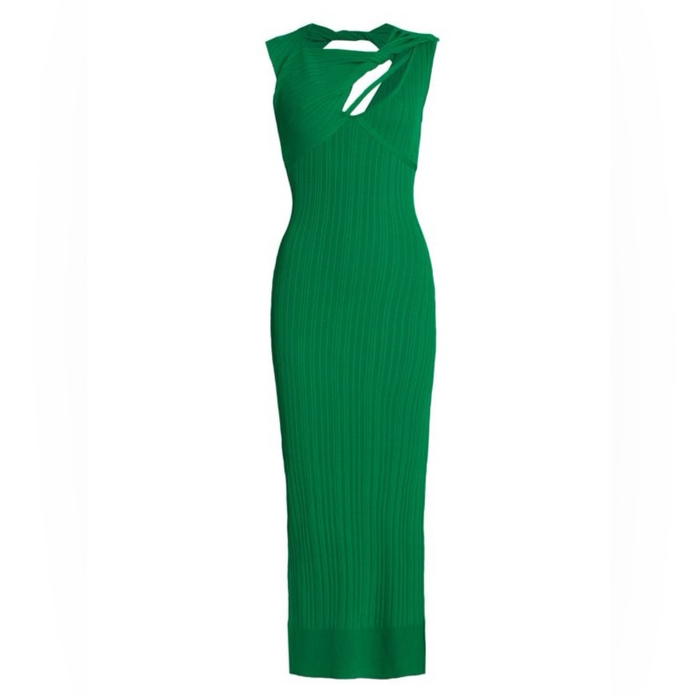 Aknvas Green Ribbed Cutout Midi Dress | NWT | Size M